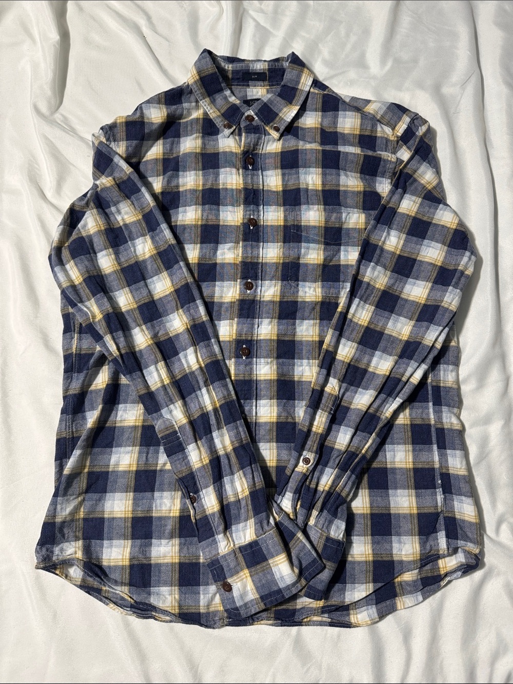 J.Crew Homespun Plaid Button-Down Shirt – Men’s Medium Preppy Lumberjack Casual